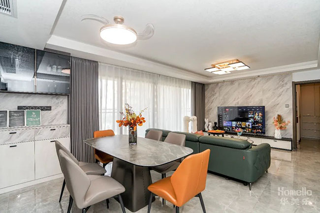 136㎡四居，實用軟裝搭配，靈活的起居動線，打造元素豐富的生活